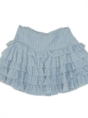 American Eagle Outfitters Light Blue Ruffled Eyelet Skater Skirt